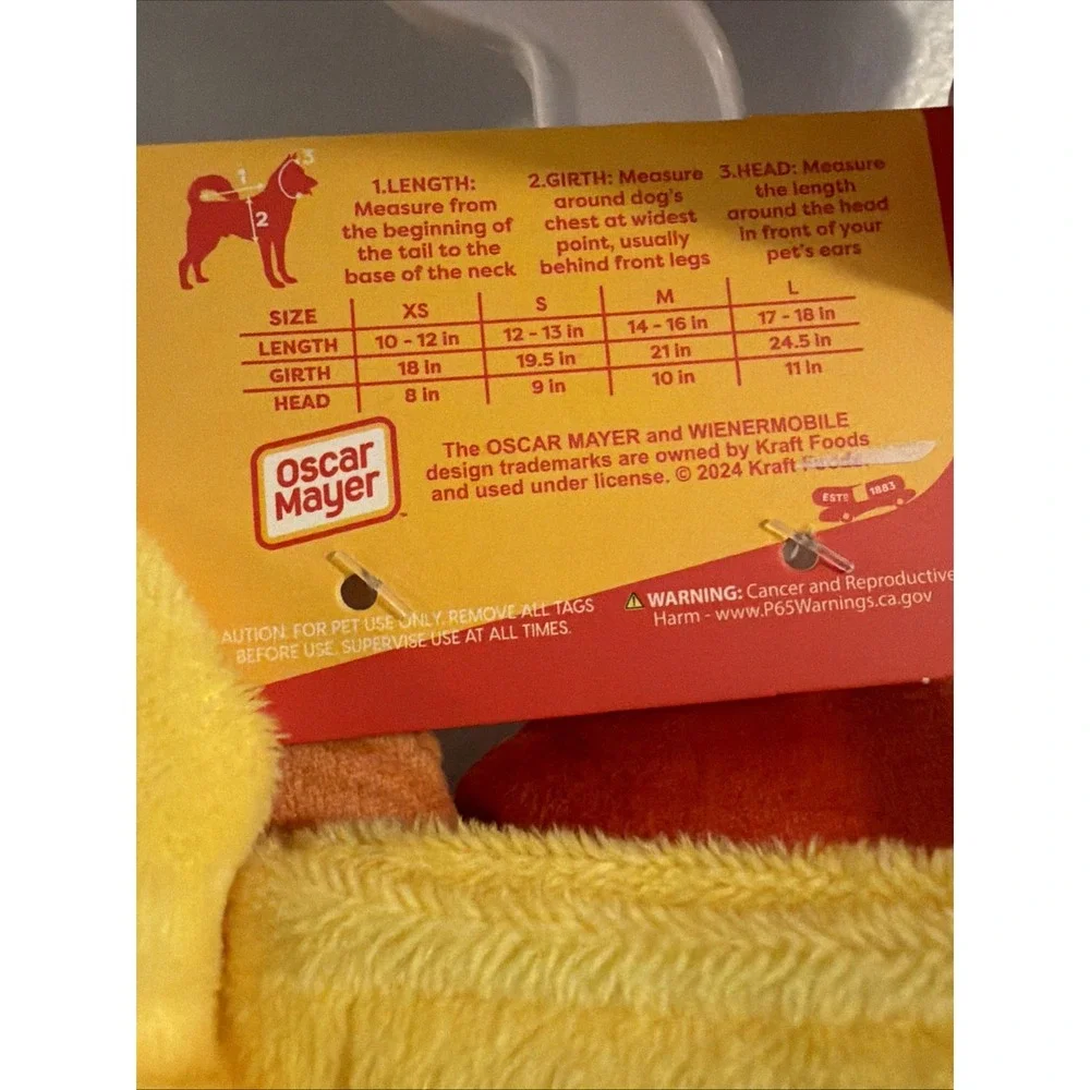 Oscar Mayer Pet Hot Dog Halloween Costume - Small